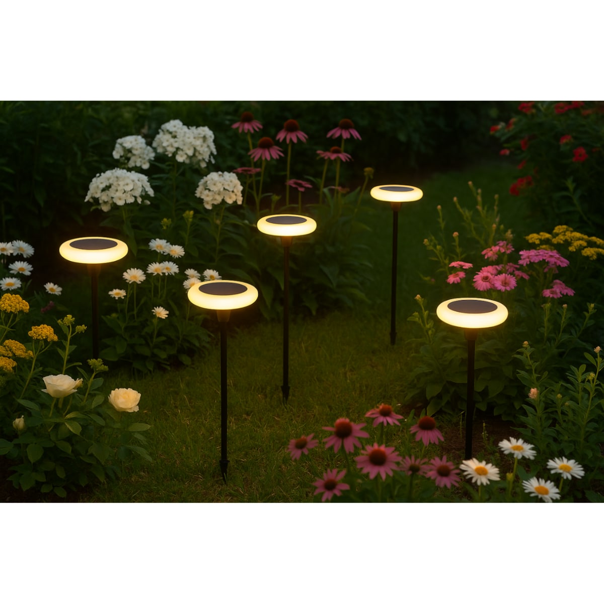 2X Lampa Solarna Led Wbijana Do Ogrodu Dekoracja Ogrodowa Czujnik Zmierzchu