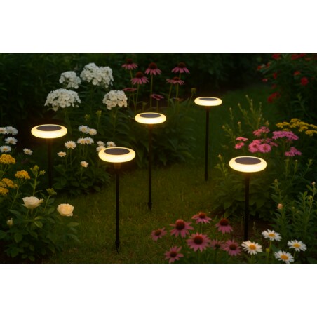 2X Lampa Solarna Led Wbijana Do Ogrodu Dekoracja Ogrodowa Czujnik Zmierzchu