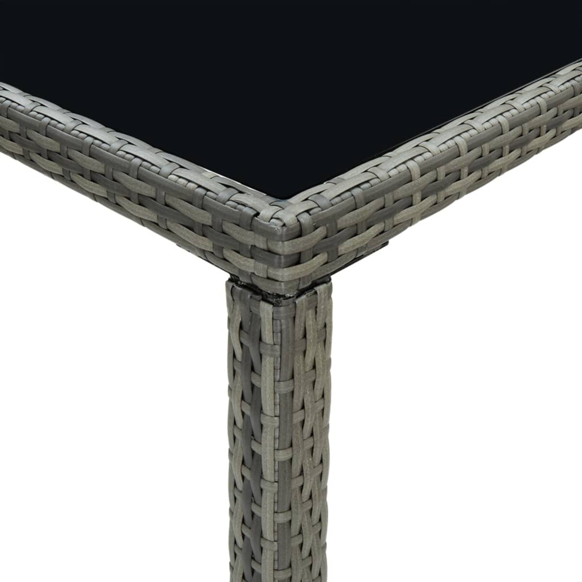 vidaXL Ogrodowy stolik barowy, szary 130x60x110 cm, polirattan i szkło