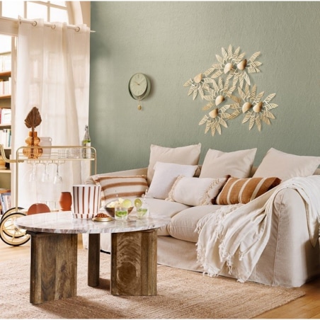 Stolik kawowy marmur, drewno mango Capo 91,5 cm