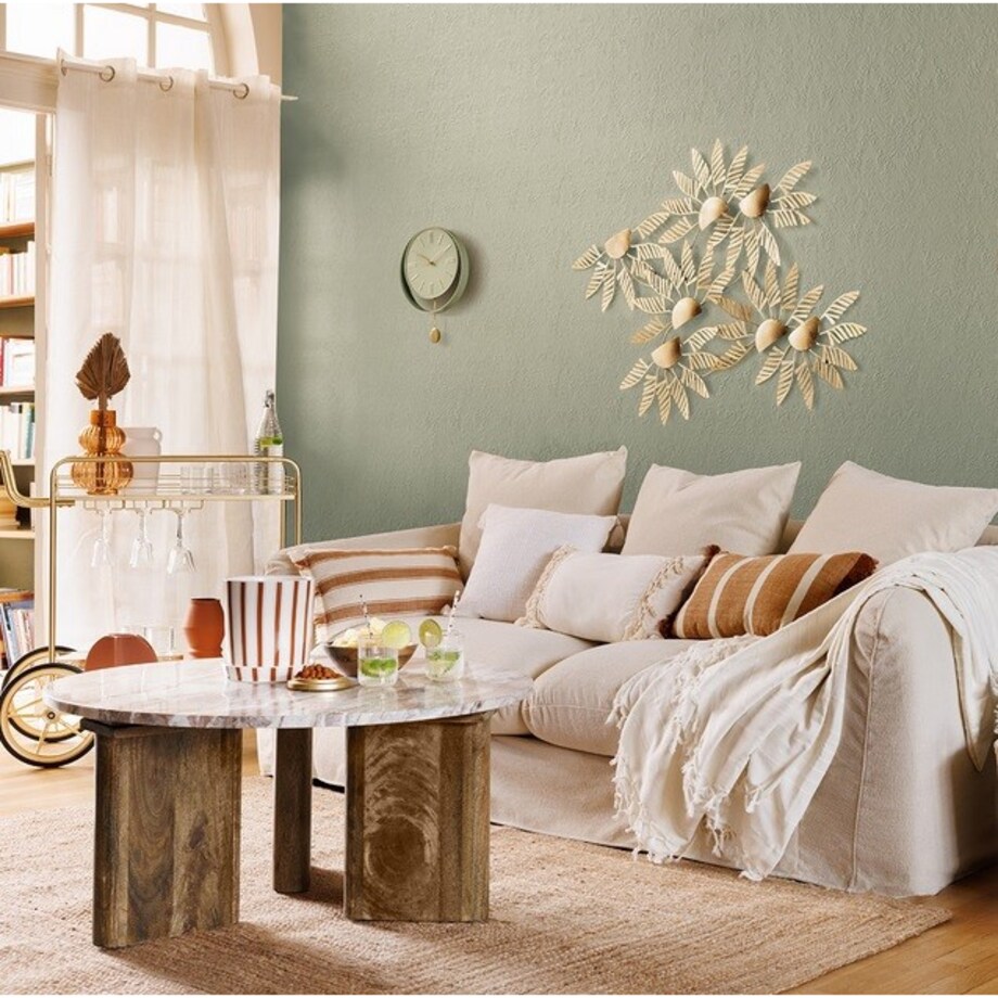 Stolik kawowy marmur, drewno mango Capo 91,5 cm