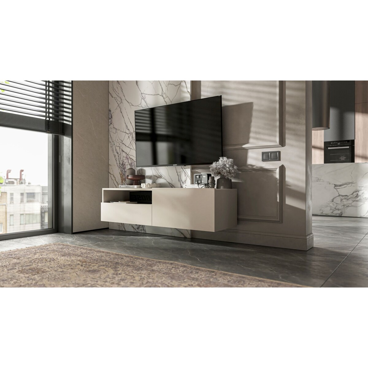 Wisząca Szafka RTV Komoda Loft Kaszmir MAT szuflada 120 cm