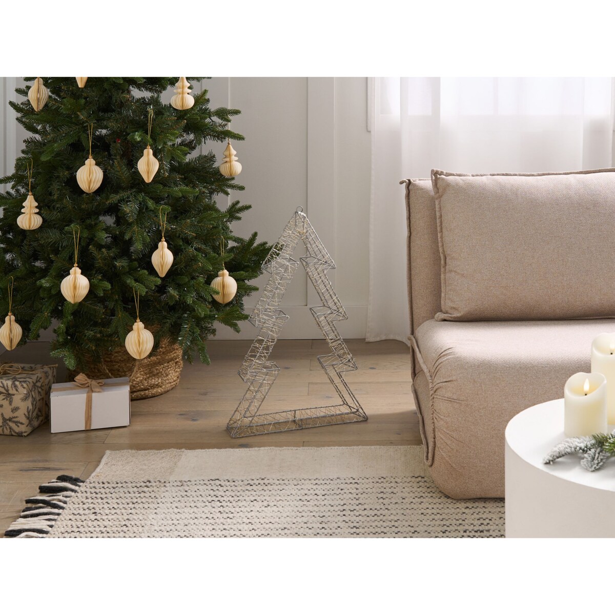 Dekoracja ogrodowa LED AKERAN 60 cm Choinka Srebrny