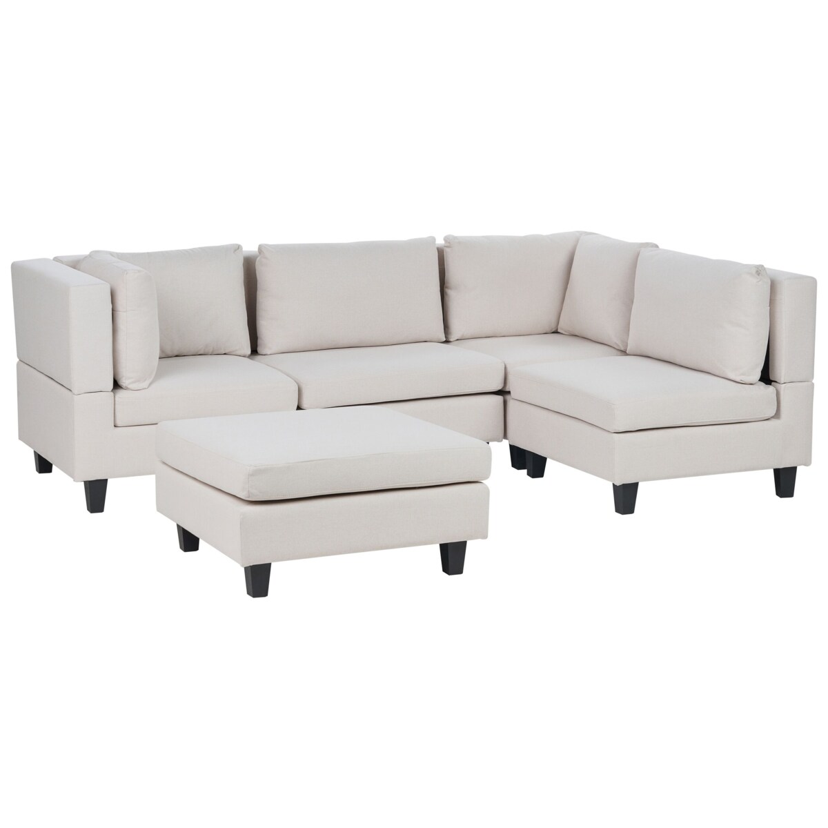 Tapicerowany lewostronny narożnik modułowy 4-osobowy z otomaną jasnobeżowy UNSTAD