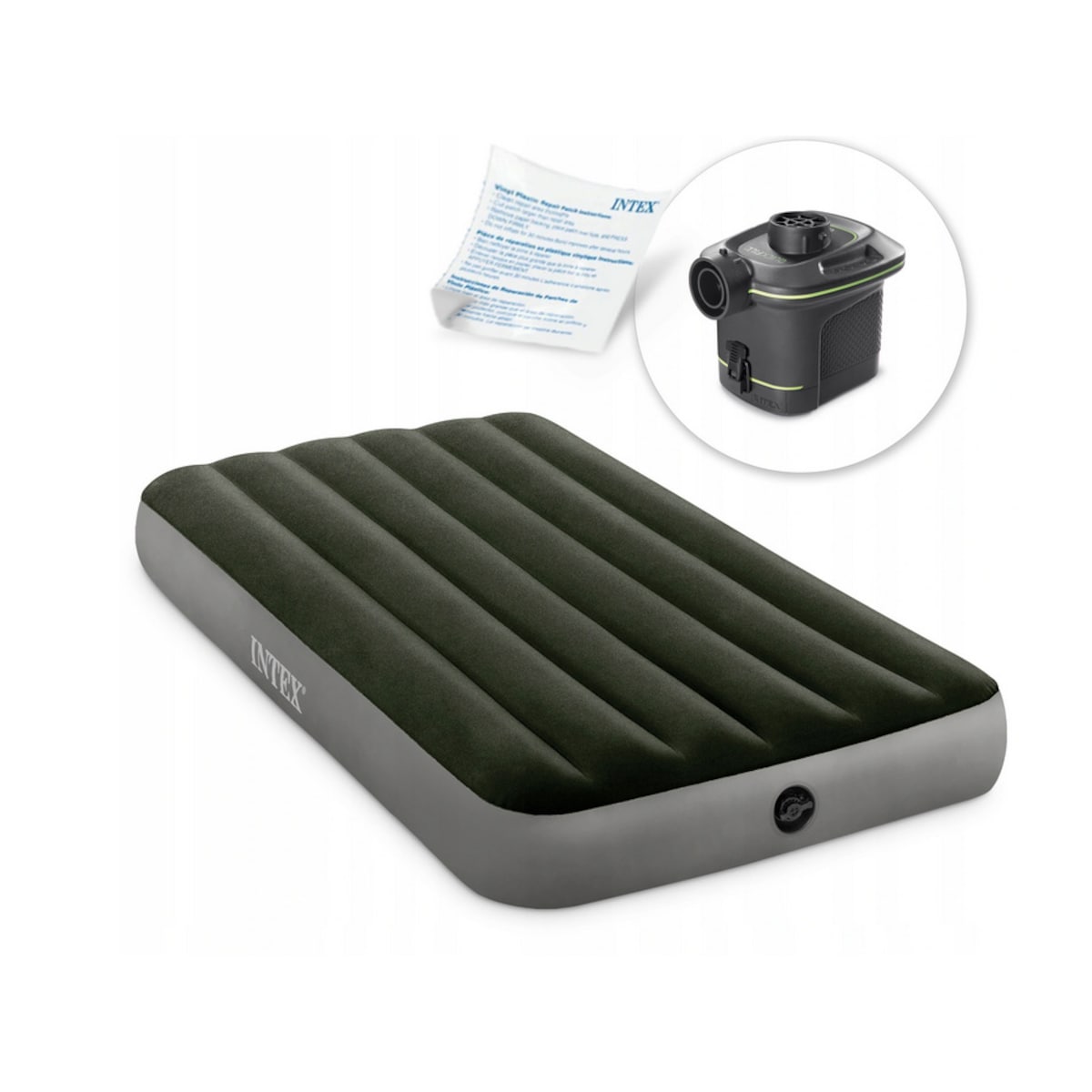 Materac welurowy 191x99x25 cm z pompką INTEX