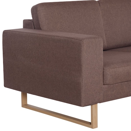 vidaXL 3-osobowa sofa tapicerowana tkaniną, brązowa
