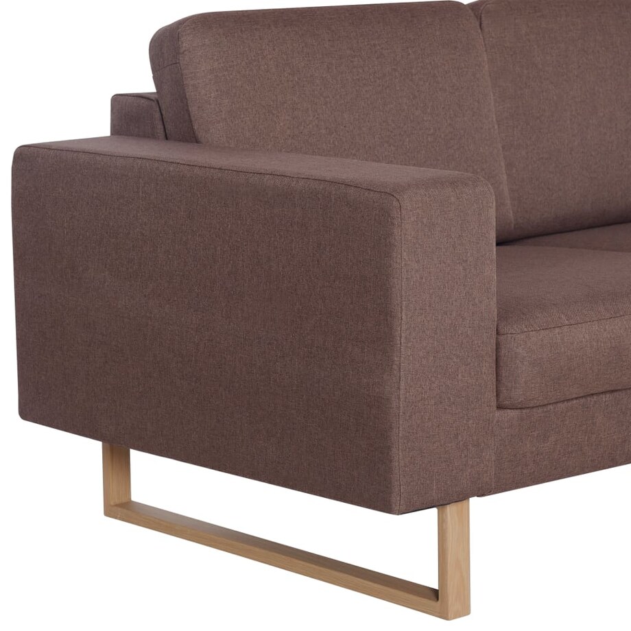 vidaXL 3-osobowa sofa tapicerowana tkaniną, brązowa