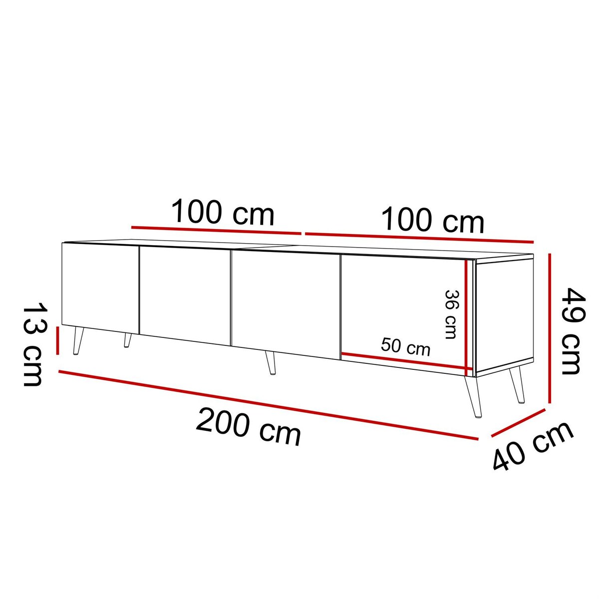 Szafka RTV COLGANTE KASZMIR 200 cm chromowane nogi
