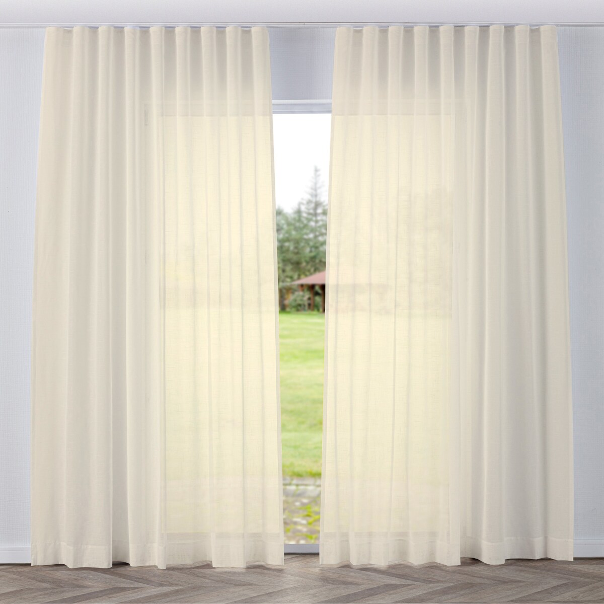 Firana na taśmie wave 300x265 prześwitujący ecru