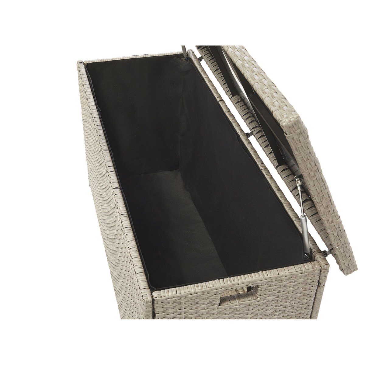 Skrzynia ogrodowa z technorattanu 126 x 46 cm beżowoszary MODENA