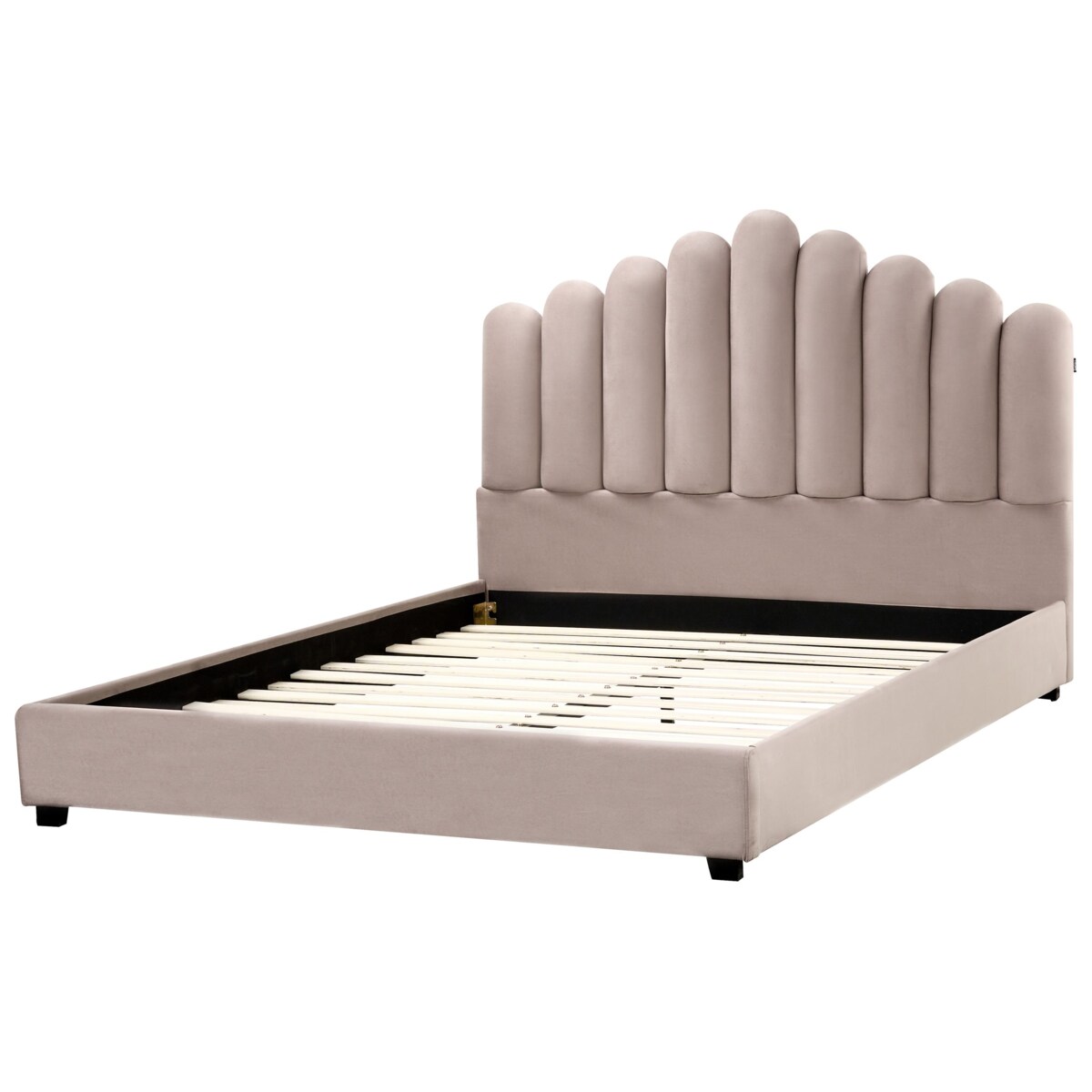 Łóżko Welur VINCENNES 160 x 200 cm Beżowoszary