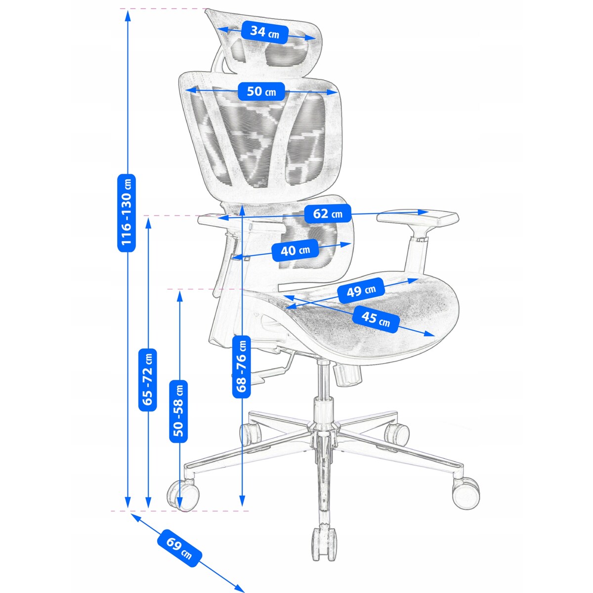 Fotel biurowy ergonomiczny NEOVA szary