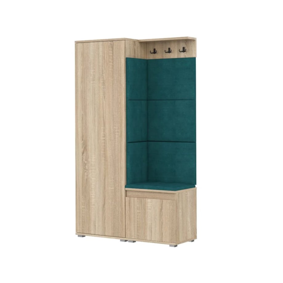 Garderoba do przedpokoju SINGAPUR 104 dąb sonoma/zielony