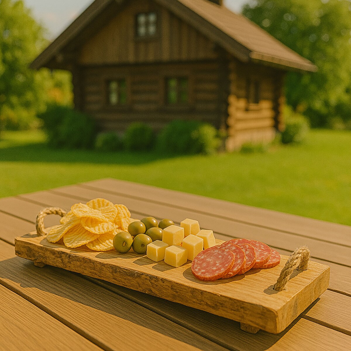 Drewniana taca do przenoszenia i serwowania posiłków