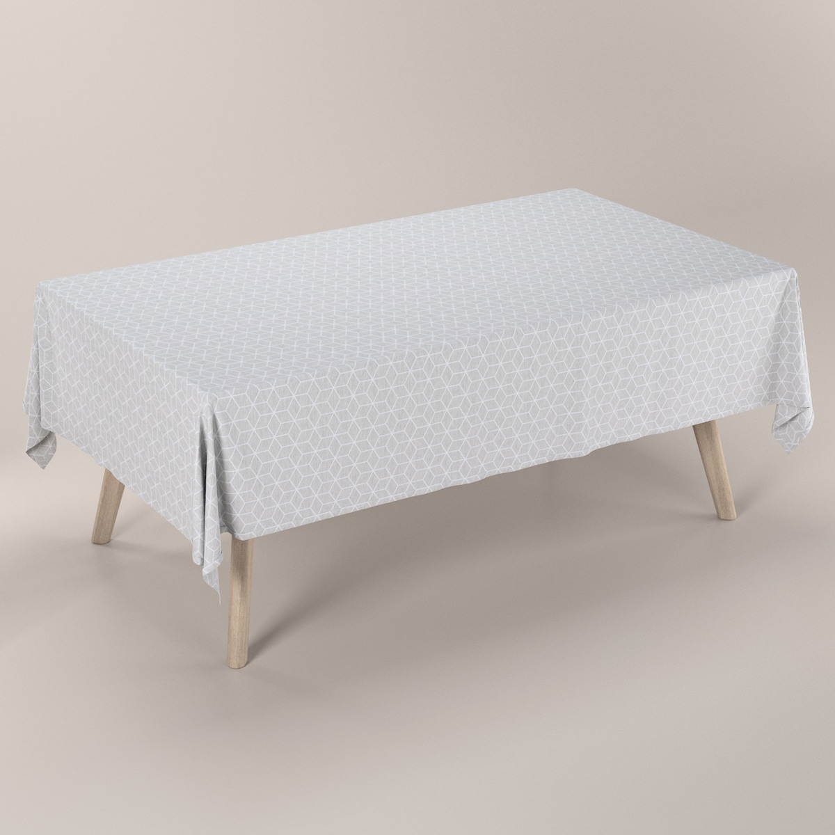 Obrus prostokątny 130 x 160 cm wzór sześcianów na szarym tle