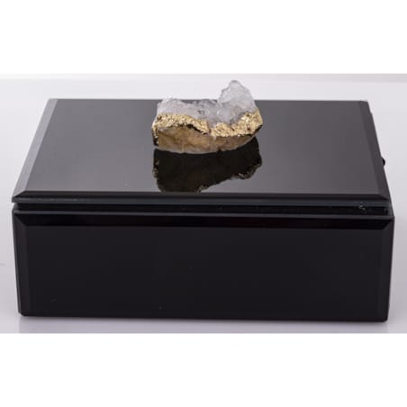 Szkatułka szklana na biżuterię 16x12x6 cm DEKOR AGAT czarna