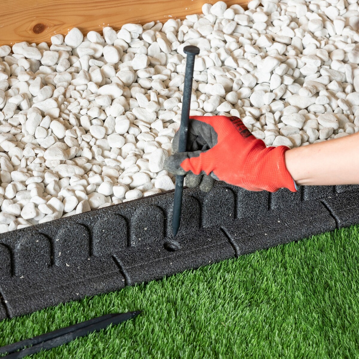 Obrzeże trawnikowe ogrodowe 9,6 m zestaw 8 szt 120x7x8 cm Mowing Edge z zestawem montażowym 8x4 szpilki kolor szary