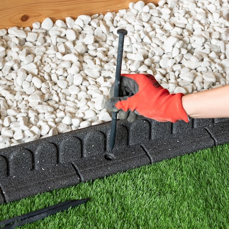 Obrzeże trawnikowe ogrodowe 9,6 m zestaw 8 szt 120x7x8 cm Mowing Edge z zestawem montażowym 8x4 szpilki kolor szary