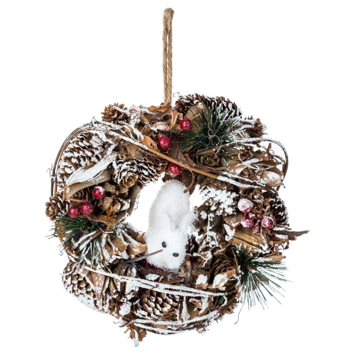 Wianek świąteczny, dekoracja z motywem wiewiórki, 19 cm