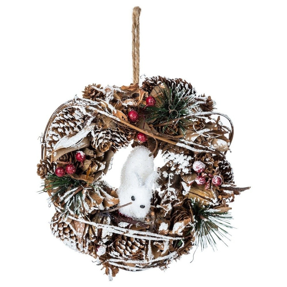 Wianek świąteczny, dekoracja z motywem wiewiórki, 19 cm