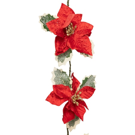 Girlanda w czerwone kwiaty świąteczne, 180 cm