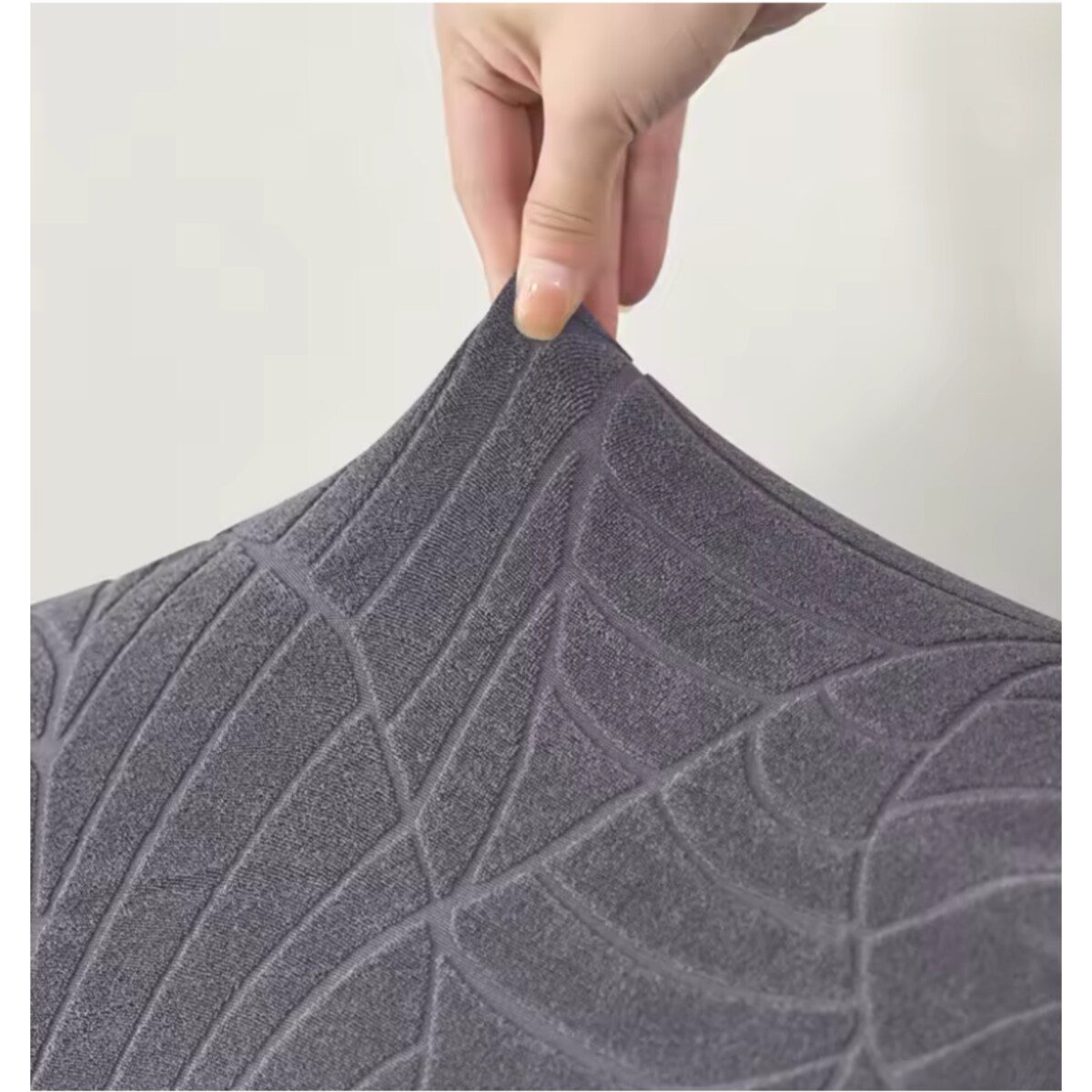 POKROWIEC NA FOTEL USZAK SZARY WELUR ŻAKARD WZORY ELASTYCZNY [30-Z3-SZ]