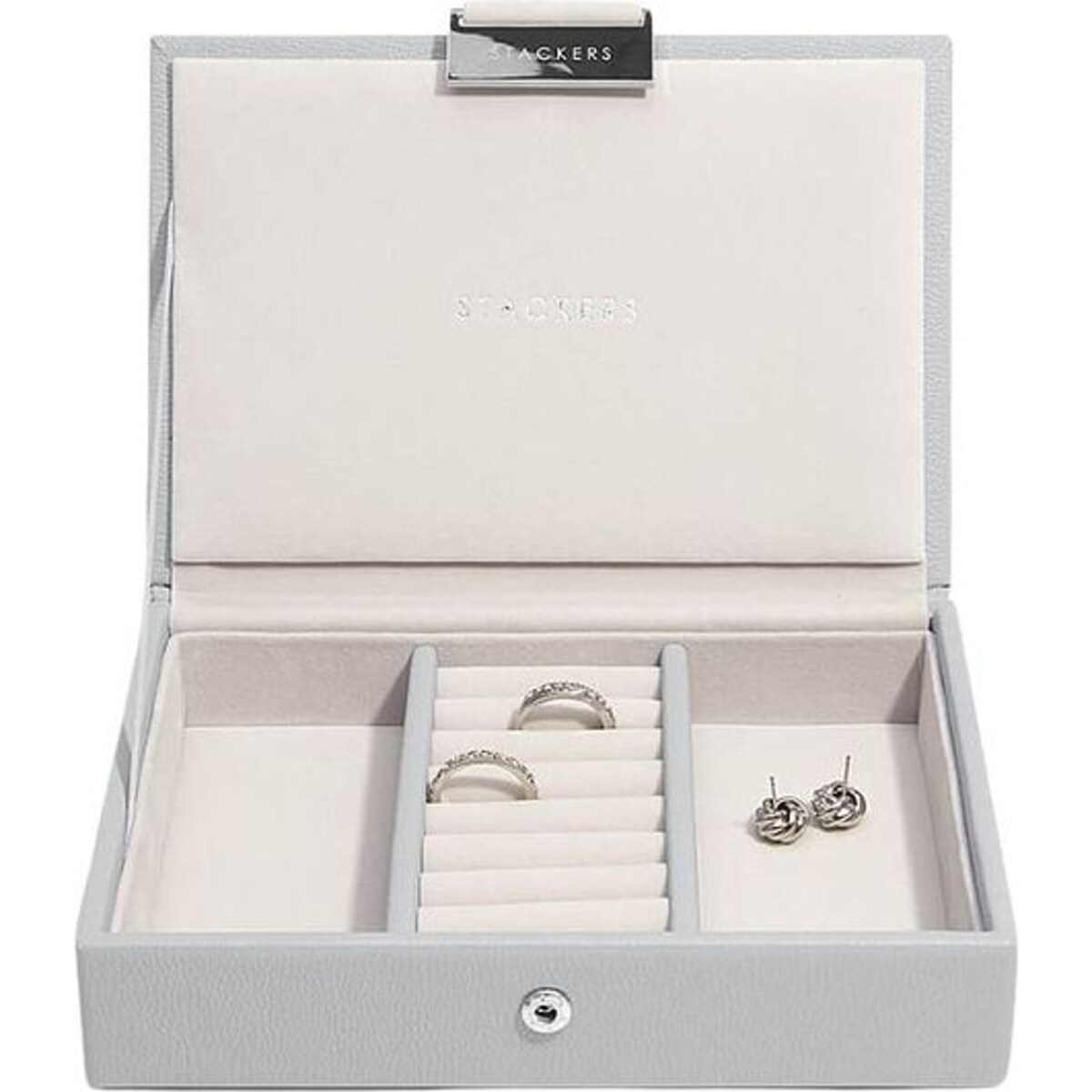 Szkatułka na biżuterię Stackers mini kamienna szarość z pokrywką