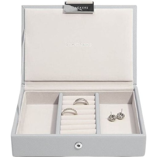 Szkatułka na biżuterię Stackers mini kamienna szarość z pokrywką