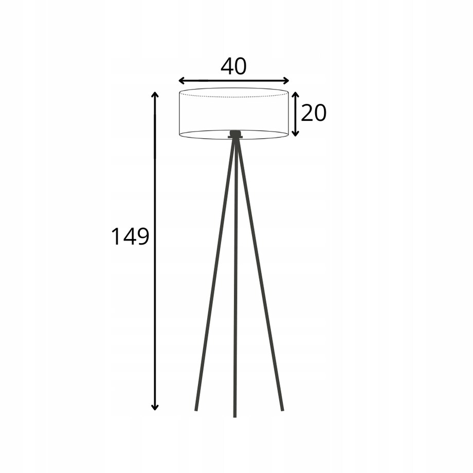 Lampa stojąca podłogowa trójnóg z abażurem walec 40cm JOLLY