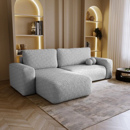 Narożnik Lewy ILO z funkcją spania i pojemnikiem na pościel, jasno-szary