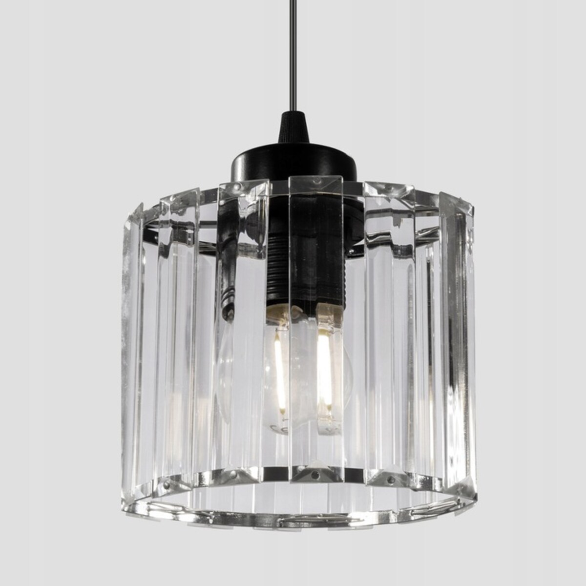 Lampa Sufitowa Wisząca Kryształ Czarna Glamour