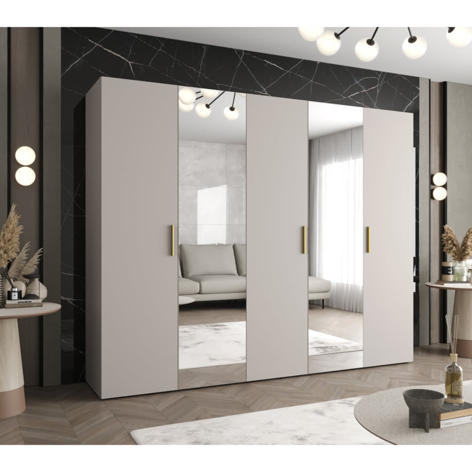 Szafa uchylna otwierana BARI 2 250 wys. 202 cm Kaszmir + u. Złoty