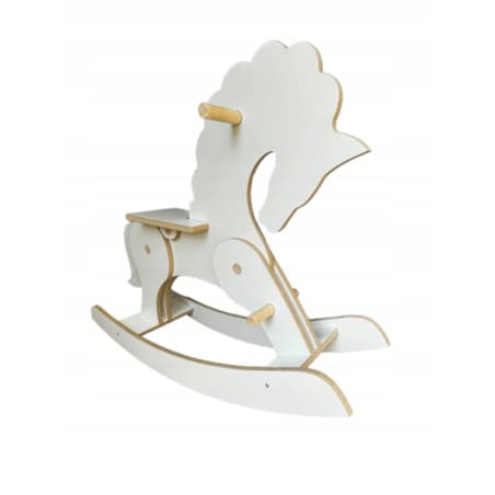 Konik Koń na Biegunach DREWNIANY CERTYFIKOWANY Biały bujak dla dzieci