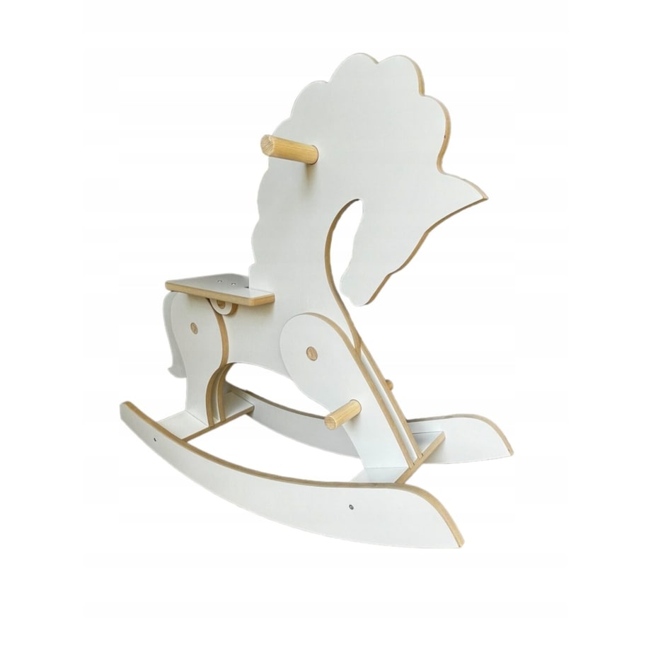 Konik Koń na Biegunach DREWNIANY CERTYFIKOWANY Biały bujak dla dzieci