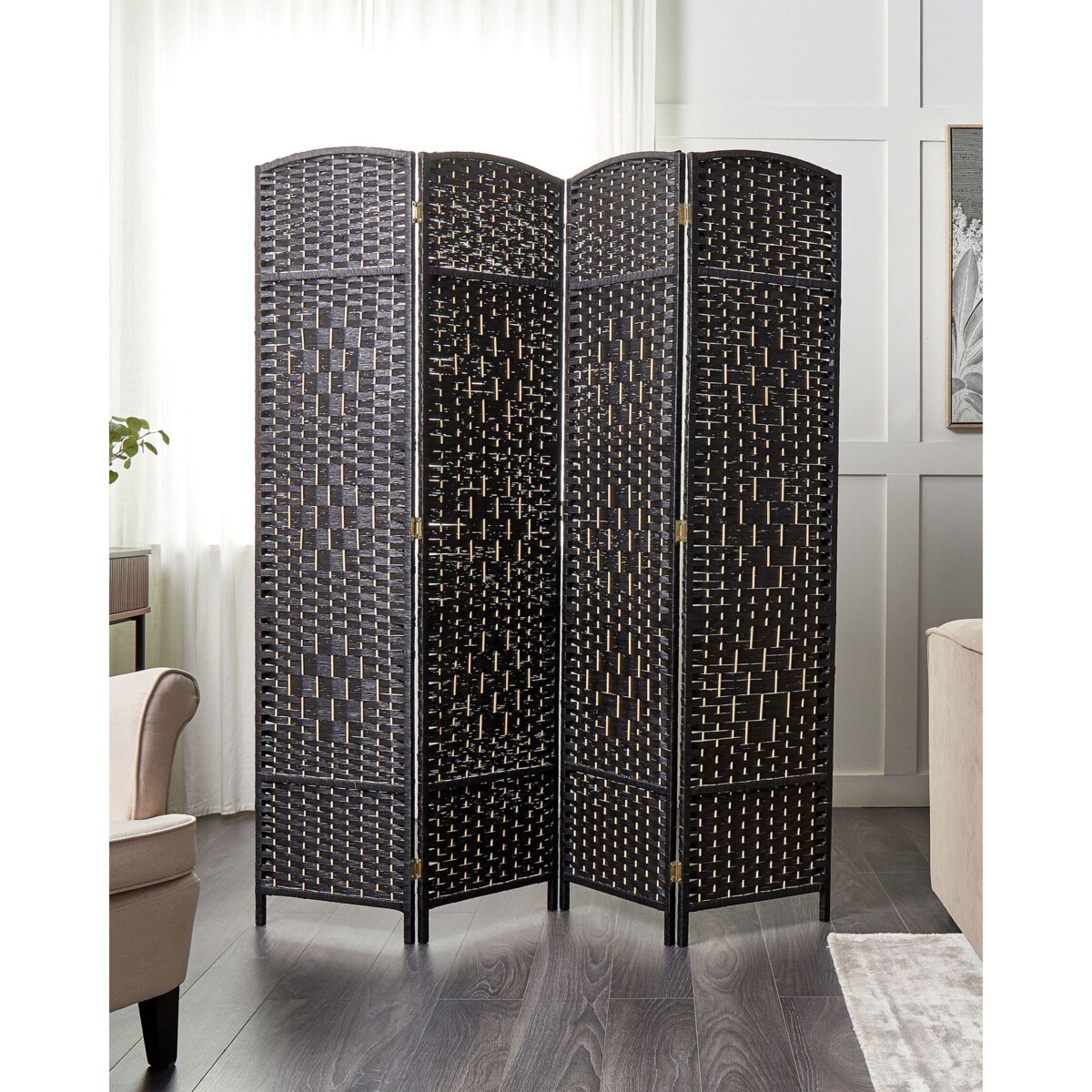 4-panelowy parawan pokojowy LAPPAGO Czarny 163 cm 170 cm