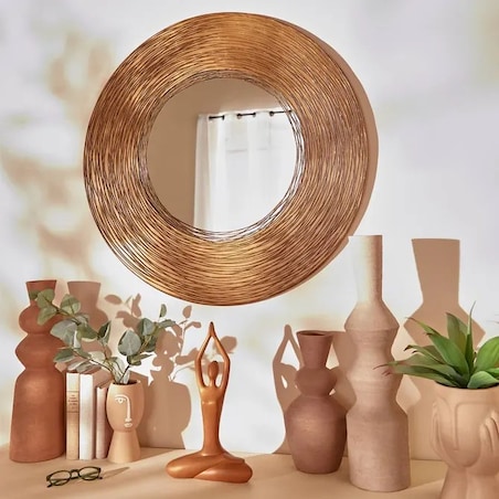 Lustro ścienne okrągłe złoto-brązowe Martin 90 cm