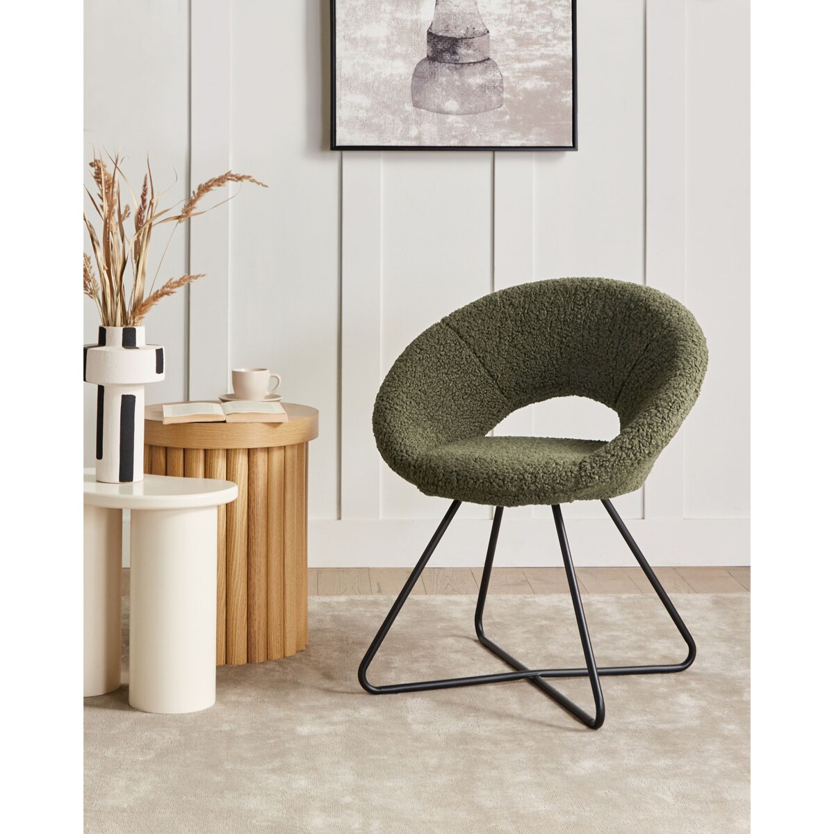 Krzesło do jadalni RACHEL Boucle Zielony