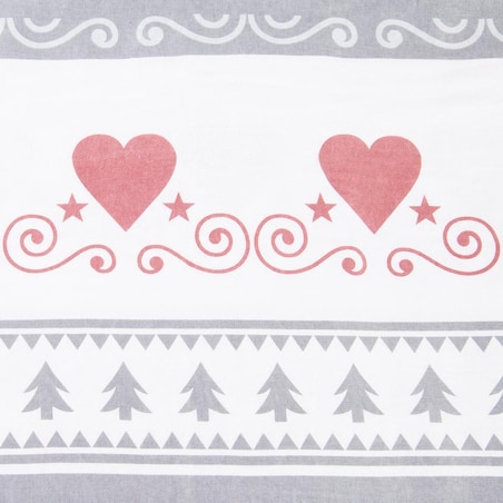 Pościel flanelowa 220x200 Amoria szara w serca i choinki, Flanelove