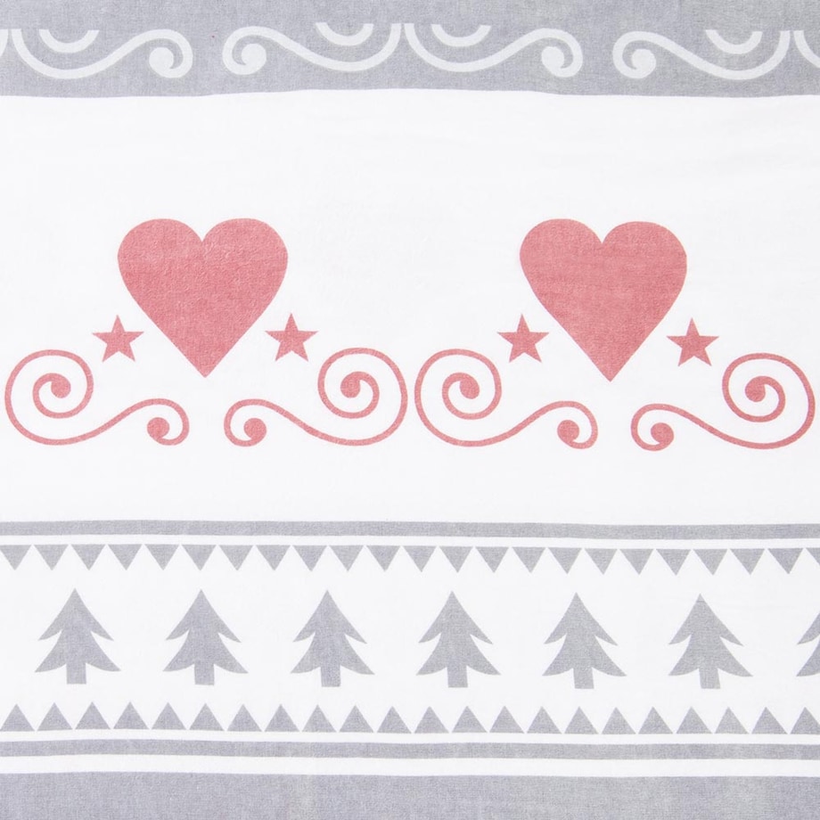 Pościel flanelowa 220x200 Amoria szara w serca i choinki, Flanelove