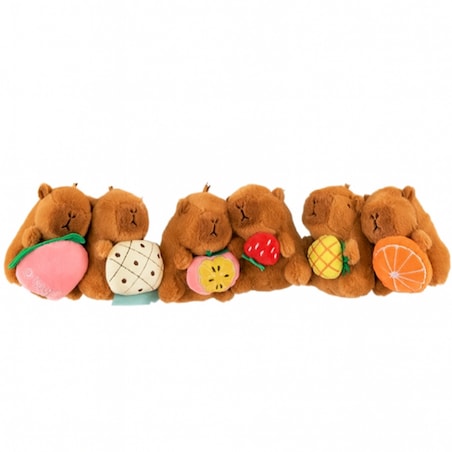 Brelok do kluczy pluszowa, puchata Kapibara naciągane owoce 1szt. LOSOWY MODEL BRL395