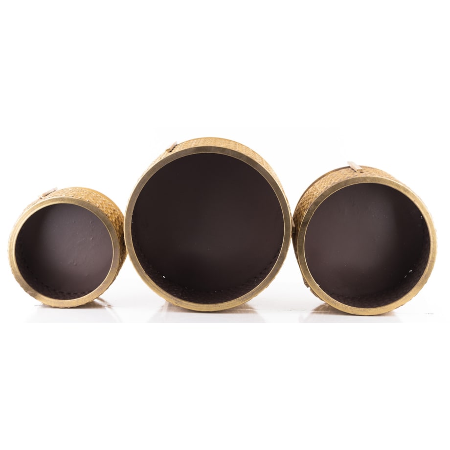 Osłonka metalowa, tłoczona 3 szt. 39/25/23x35/30/24 cm Urrea złota