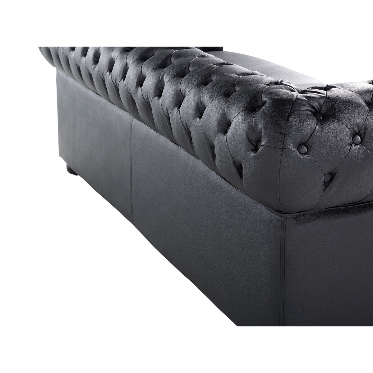 Sofa 3-osobowa skórzana czarna CHESTERFIELD