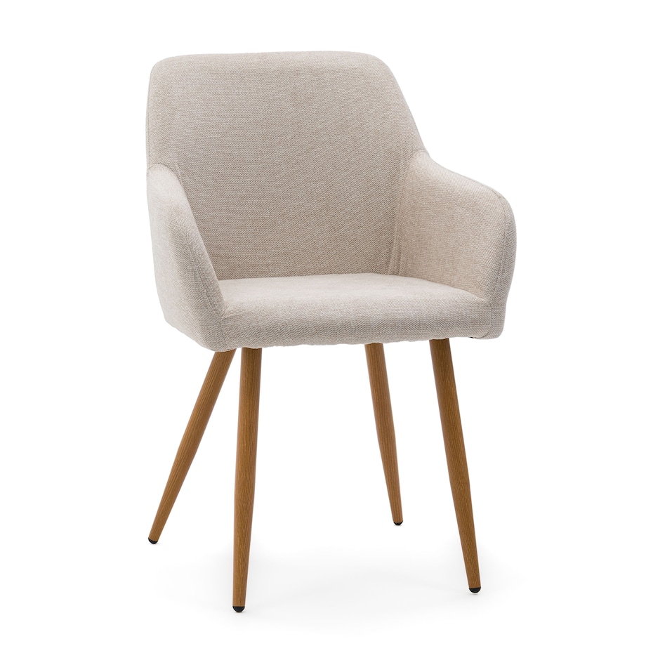 Krzesło tapicerowane skandynawskie beżowe SCANDI metalowe nogi w kolorze drewna