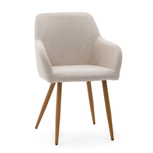 Krzesło tapicerowane skandynawskie beżowe SCANDI metalowe nogi w kolorze drewna