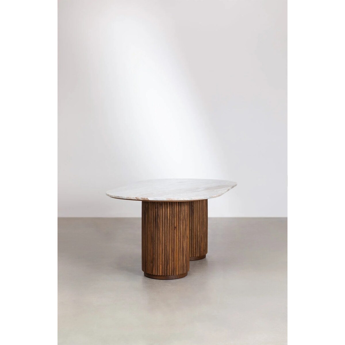 Owalny stół jadalniany 200x100 cm z marmuru i drewna mango Giselda