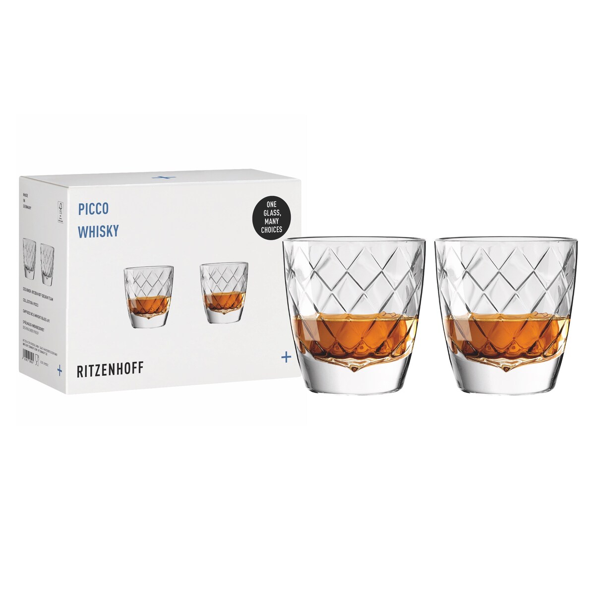 Ritzenhoff Picco Cappuccino Zestaw 2 Kryształowych szklanek do Cappuccino Whisky