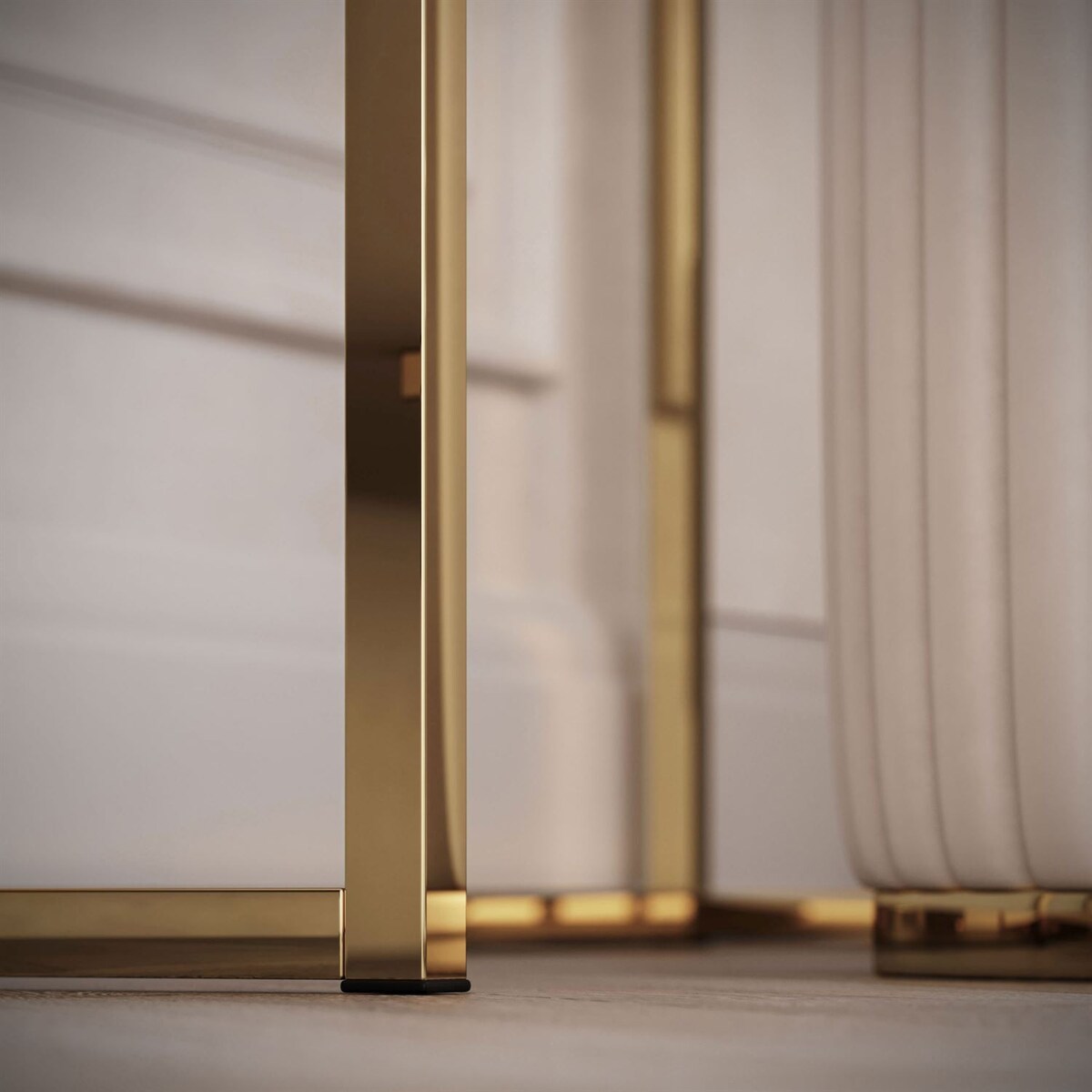 Toaletka kosmetyczna QUINNIE KASZMIR z lustrem LED złoty chrom, lewa, push-to-open