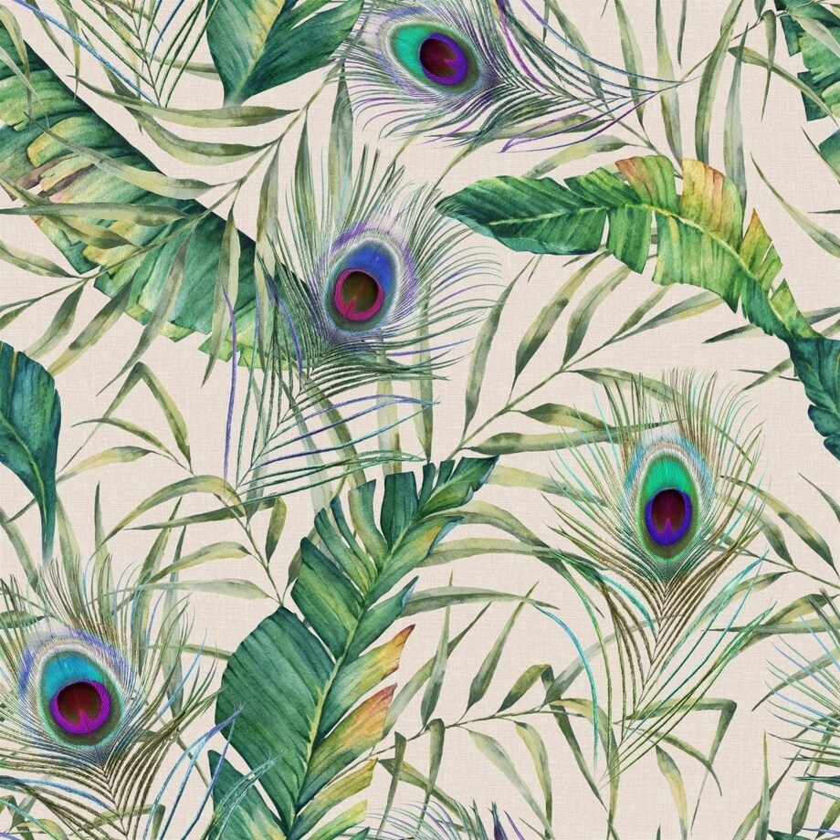 Obrus Velvet - Pawie Pióra - 120x180 cm - zielony