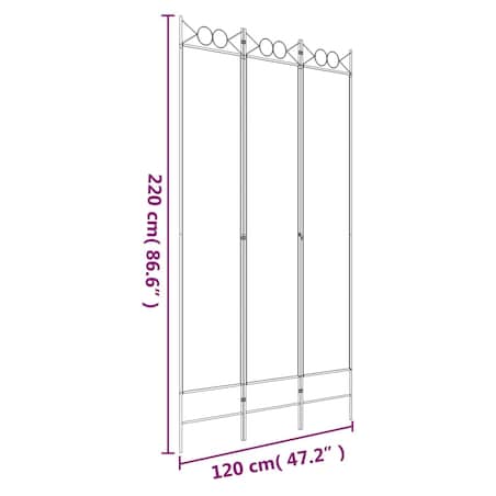 vidaXL Parawan 3-panelowy, biały, 120x220 cm, tkanina