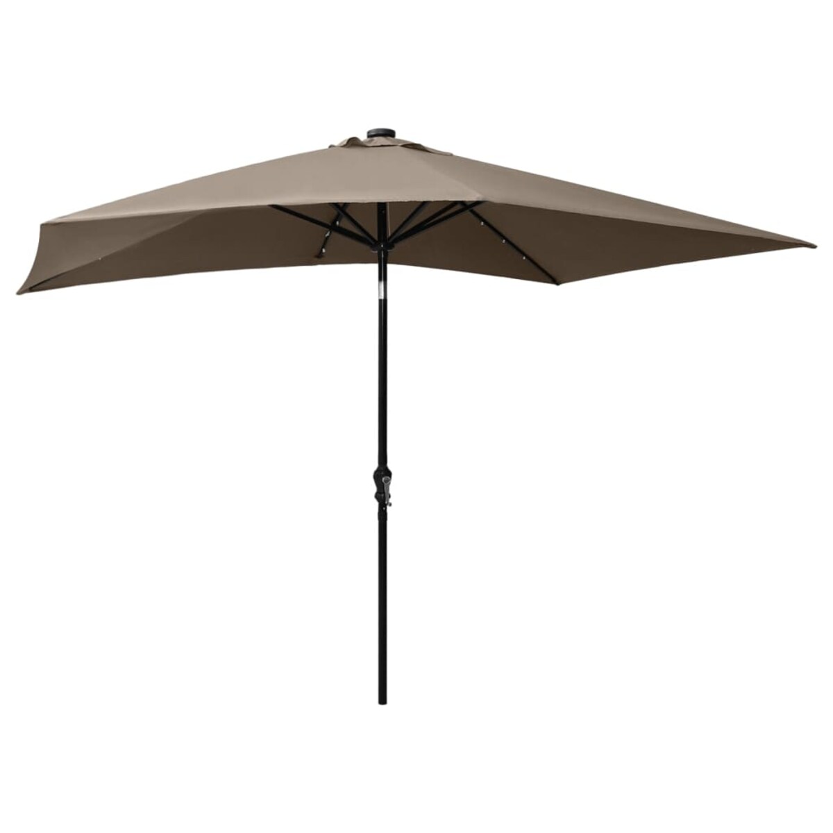 vidaXL Parasol ogrodowy z LED i stalowym słupkiem, taupe, 2x3 m